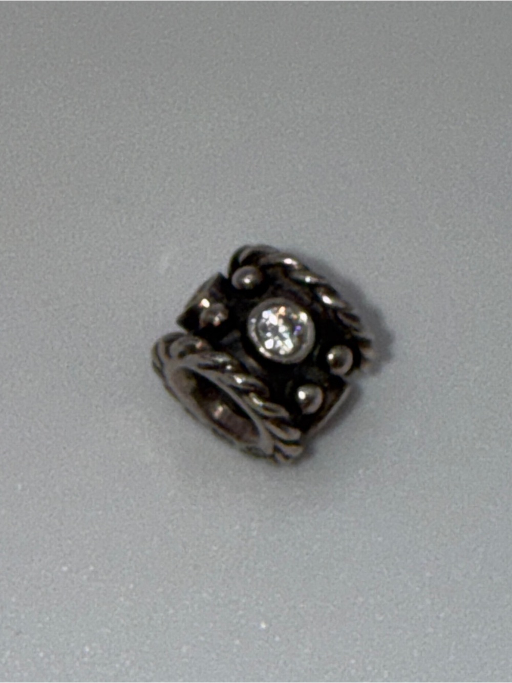 Pandora Oxy Crown Charm Bead Charm with Clear Crystal